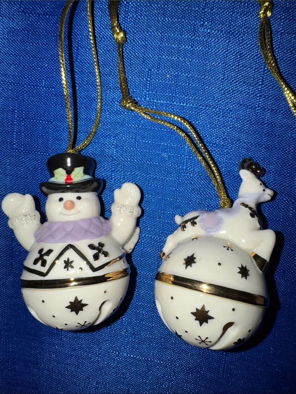 Lenox Porcelain Mini Sleigh Bells with Gold Accents - Set of 4 - New in Box